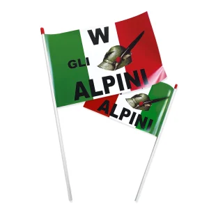 Bandierina Italia/Alpini con astina <br>in polipropilene