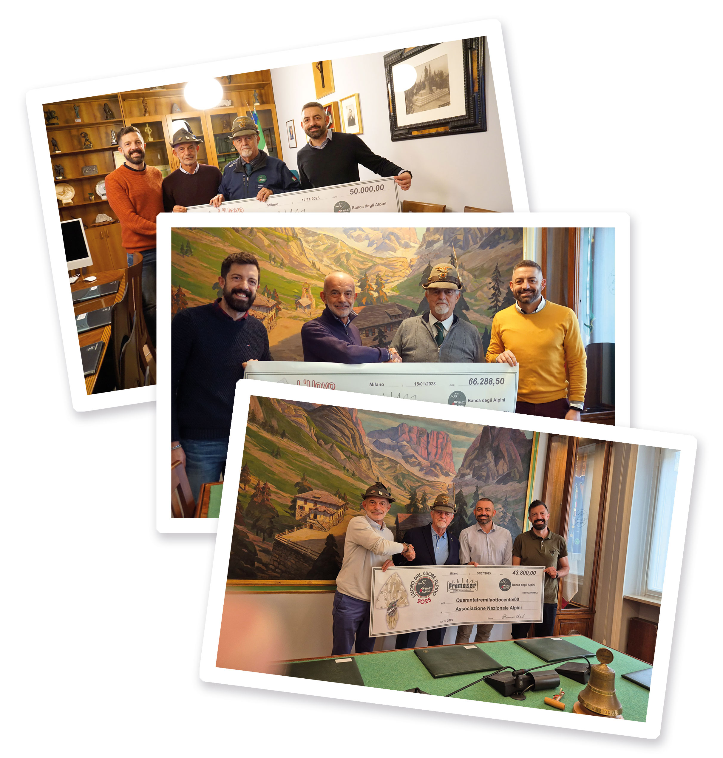 Immagine della donazione all'Associazione Nazionale Alpini